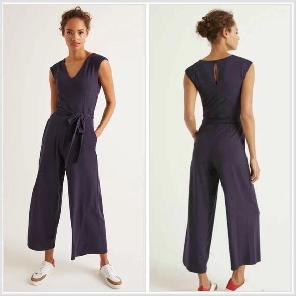 Boden Corinne Jersey Jumpsuit Navy US Size 10 - Picture 1 of 11